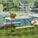 Outsunny Ensemble table et bancs de pique-nique pliants 113 cm, avec poignée de transport, gris clair et blanc image 7