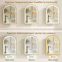 HOMCOM Armoire Murale Salle de Bain avec Miroir et Éclairage LED, 50x14,5x70cm, Meuble Salle de Bain à Porte Arquée Alliage d'Aluminium, Anti-Buée, 3 Températures de Lumière, Étagères Réglables, Doré image 4