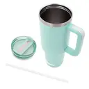 Milestone Travel Mug & Straw with Handle Stainless Steel Double Walled Mint Green 1200ml image 1