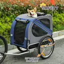 PawHut Folding Dog Bike Trailer Pet Cart Carrier for Bicycle Travel with Hitch Coupler in Steel Frame Blue image 7