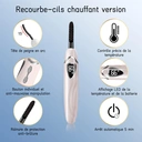 SUNLUXY S600 Recourbe-cils électrique pour courbure naturelle longue tenue, avec affichage LED de la température et de la batterie, arrêt automatique de sécurité - Rose image 4