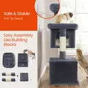 SONGMICS Cat Tree, Play Tower 101 cm, XL, House for Cats up to 20 kg, Large Platform, 2 Niches, Scratching Post, Dark Grey image 5