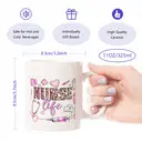Alphynix 1pc 11oz White Mug with "NURSE life" Quote in Leopard Print & Pink Medical Icons, Empowering Nurse Christmas or Thanksgiving Gift image 7