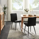 CLIPOP PU Dining Chairs Set of 2 Upholstered Kitchen Chairs with Backrest and Sturdy Metal Legs, Lounge Reception Counter Chair for Home Dining Living Room Bedroom Restaurant (2, Black) image 3