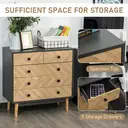 HOMCOM Drawer Chest Herringbone 5 Drawers Black/Oak Effect image 6