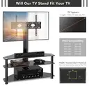 Corner TV Stand for 32-70 inch LED LCD OLED Plasma Flat Curved TVs, Height Adjustable TV Cabinet With Bracket up to 40kgs, Swivel TV Floor Stand with Tempered Glass Shelves Max VESA 600x400mm image 8
