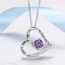 Ever Faith Love Heart I You to the Moon and Back Engraved Cubic Zirconia Gemstone Pendant Necklace image 3