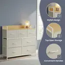 Ochama x SONGMICS Chest of Drawers, Dresser, Bedroom Furniture, Metal Frame, 7 Drawers, Modern, White and Beige image 5