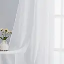 PONY DANCE Rideaux voilage effet lin à tête froncée, 2 panneaux, L 140 x H 245 cm (L 55 x H 96 pouces), blanc image 5