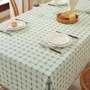 Nappe Rectangulaire Rustique à Carreaux avec Broderie et Bordure en Dentelle – Coton et Lin Anti-Poussière pour Cuisine et Salle à Manger 140x230cm – Bleu Clair image 3