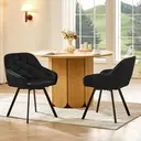 CLIPOP 360° Swivel Dining Chair Velvet Upholstered Desk Chairs without Wheels Ergonomic Office Chair with Arms and Metal Legs for Home Study 0197-s deep black 54.5*46*80 cm image 5