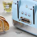 Swan Retro Revive 4 Slice Toaster, Vintage, Cord Storage, Variable Width Slots, 1860W, Coated Stainless Steel, Blue and Chrome Accents - ST19029BLU image 3