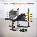 SPORTSOUL Banc d'haltérophilie réglable avec développateur de jambes et rangement pliable, convient aux barres de 6' et 7', équipement de gym pour la maison et le commercial image 1