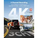 WOLFBOX Caméra embarquée 3 canaux pour voiture, caméra avant 4K + caméra intérieure 1080P + caméra arrière 2,5K, Wi-Fi 5,8 GHz et GPS, écran tactile, commande vocale image 2