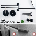 Auralum Lot de 2 barres de serviettes de salle de bain en acier inoxydable, 3 bras, pivotantes à 180° image 3