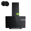 Ciarra 60 cm Wall-Mounted Kitchen Extractor, Black Glass Panel, LED Lighting, Dual Airflow System image 0