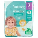 Nutmeg Baby Ultra Dry Nappies Size 7 22 Pack image 1