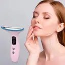EYUSALL EMS Gesicht & Hals Massagegerät mit 3 Lichttherapie Modi, Anti-Falten Lifting Gerät mit 4 Betriebsarten Rosa image 1