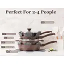 SENSARTE Ensemble de batterie de cuisine antiadhésive 13 pièces, pour cuisiner sainement, revêtement granité, poignées froides au toucher, accessoires en silicone et protège-marmits, sans PFOA image 1
