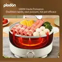 Plodon 1000 W 2,8 L Multifonctionnel Anti-adhésif Marmite électrique avec cuiseur vapeur Cuiseur électrique de voyage Fondue avec double contrôle de puissance pour nouilles ramen/pâtes/œufs/soupe/flocons d'avoine image 2