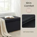 Ochama x SONGMICS Storage Ottoman, Foldable Velvet Storage Bench, 2 Extra Storage Boxes, 38 x 110 x 38 cm, for Hallway, Living Room, Bedroom, Black image 5