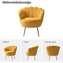 Fauteuil en Velours HULALA HOME avec Dossier Épais, Design Moderne et Pieds Dorés, Idéal pour le Salon et la Chambre, Jaune image 3