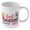 Alphynix 1pc 11oz White Mug Printed with "BEST TEACHER EVER", Apple and Pencil Design, Perfect Thanksgiving or Christmas Gift for Teacher image 3