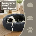 SONGMICS Fluffy Dog Bed, Cat Bed, Doughnut Cushion, Washable, Removable Padding in the Middle, Long Plush, 100 cm Diameter, Dark Grey image 4