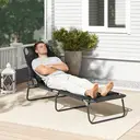Outsunny Bain de Soleil Pliable transat inclinable 4 Positions Chaise Longue 3 Coussins fournis Noir image 7