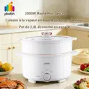 Plodon 1000 W 2,8 L Multifonctionnel Anti-adhésif Marmite électrique avec cuiseur vapeur Cuiseur électrique de voyage Fondue avec double contrôle de puissance pour nouilles ramen/pâtes/œufs/soupe/flocons d'avoine image 0