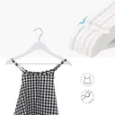 Wooden Hanger, 35x20x1.2cm, White and Silver, Set of 20 image 3