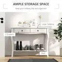 HOMCOM Console Table Modern Sofa Side Desk with Storage Shelves Drawers for Living Room Entryway Bedroom Ivory White image 3