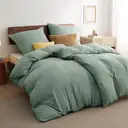 Bedsure Parure de lit 100 % polyester vert - 2 housses 135 x 200 cm et 2 taies 80 x 80 cm image 1