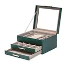 JORDAN&JUDY Multi-Layer Jewelry Box Small Earring Box Ring Storage Box Necklace Box Earring Jewelry Case - 3 Layer Dark Green image 1