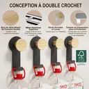 KAPANOU Lot de 8 porte-manteaux muraux en bois avec support métallique robuste - Noir image 4