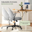 CLIPOP Home Office Chair Fabric, Ergonomic Computer Desk Chair, Swivel Chairs with Arms and Wheels, Padded Cushion Seat & Back Support for Study, Work Modern 0700 light grey single 61*63.5*95 cm image 5
