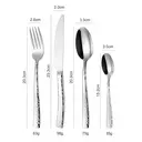 FangYuan Set de 4 couverts en acier inoxydable texturé compatible lave-vaisselle - Argent image 3