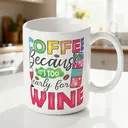 Alphynix 1pc Funny Coffee Mug, 11oz Because It's Too Early For Wine Cup, Humorous Gift For Coffee Lovers, Wine Lovers, Birthday Gift, Office Gift image 1