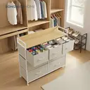 Ochama x SONGMICS Chest of Drawers, Dresser, Bedroom Furniture, Metal Frame, 7 Drawers, Modern, White and Beige image 4