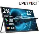 UPERFECT 22" 2K Portable Monitor with 2560 x 1440 QHD IPS 180° Adjustable Stand USB-C Mini HDTV Double Speaker for Laptop PC PS4/5 Switch/Xbo, VESA Compatible image 0