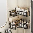JORDAN&JUDY 2-Pack Black Triangle Bathroom Corner Shelf, Space-Saving Organizer image 1