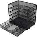 Senhoglb Organisateur de bureau format A4 en maille à 5 niveaux avec tiroir - Noir image 4