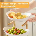 Double-layer snack tray, Material: PP plate + bamboo frame;.1 frame (15*22cm) + 1 plate (17*25*5.5cm) + 1 plate (18*26.5*6cm); Colors: Apricot image 4