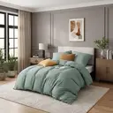Parure de lit 135 x 200 cm 4 pièces Vert clair - Ensemble de 2 housses de couette avec 2 taies d'oreiller 80 x 80 cm, ensemble de parure de lit en microfibre vert clair avec fermeture éclair, 90% Polyester image 5