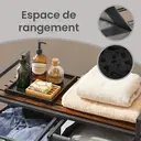 JOYFURNOS Panier à linge avec 2 compartiments, sacs intérieurs amovibles, corbeille à linge, étagère, gris et marron image 6