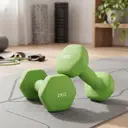 JOYFURNOSLot de 2 haltères, Poids en néoprène 2 x 2 kg, Hexagonaux, Pour entraînement à domicile et remise en forme, Vert image 4