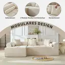 Canapé d'angle en L modulaire en chenille, 263 cm, 2 pièces, assise de 72 cm de profondeur, chaise longue, sans montage, avec coussins image 2