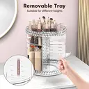 Vilscijon Drehbarer transparenter Make-up-Pinselhalter, Schminktisch-Lippenstift- & Kosmetik-Organizer mit großer Kapazität, Transparentes drehbares Aufbewahrungsregal für Augenbrauenstifte image 4