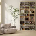 HOMCOM Rangements pour CD et DVD, étagère rangement, capacité max. 1116 CD/528 DVD, 36 compartiments et étagères réglables, pour bureau, salon, chambre, 102 x 23,5 x 195 cm, chêne image 5