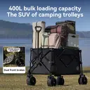 ochama Collapsible Compact Camping Wagon 200L Black, Extra Large & High Capacity, 400L Stackable Capacity, Dual Brake Off-Road Wheels, Space-Saving Storage, For Camping, Picnics, Vending & Moving image 5